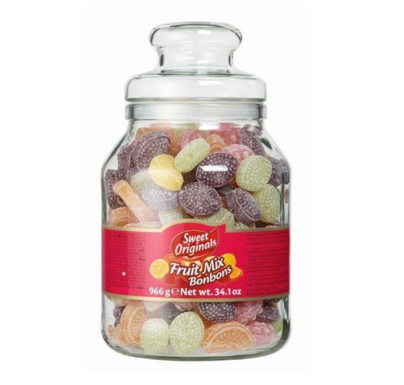 Glazen pot mix fruit candy XL