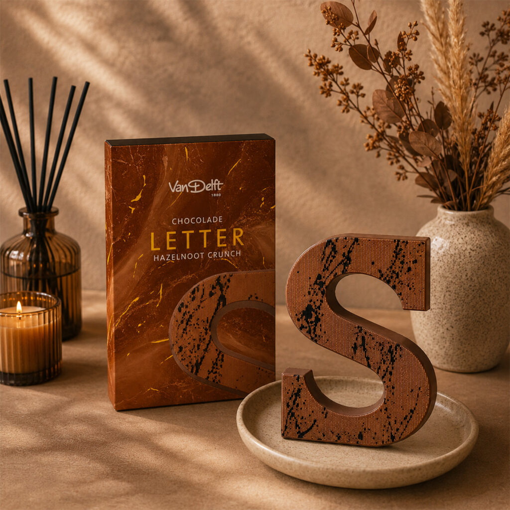 VD Luxe Gevulde Choco letter Hazelnoot