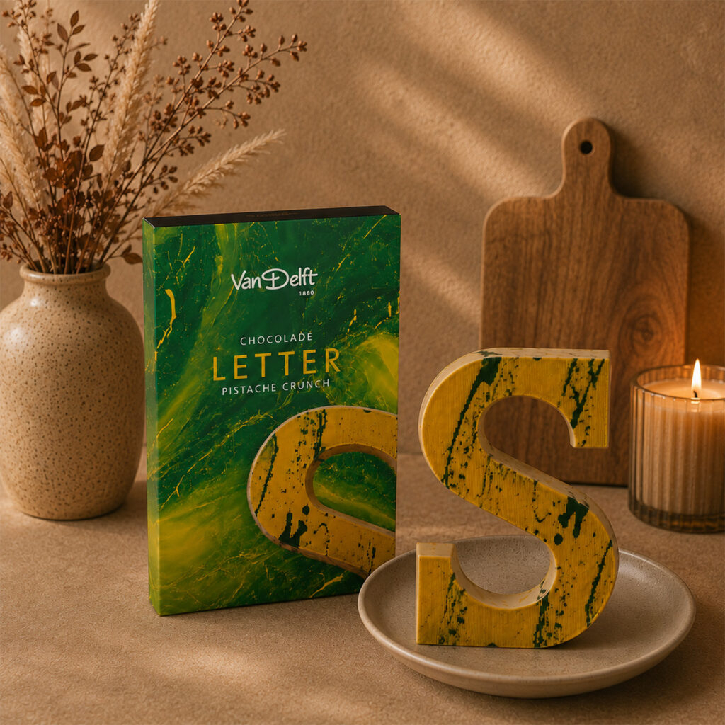 VD Luxe Gevulde Choco letter Pistache